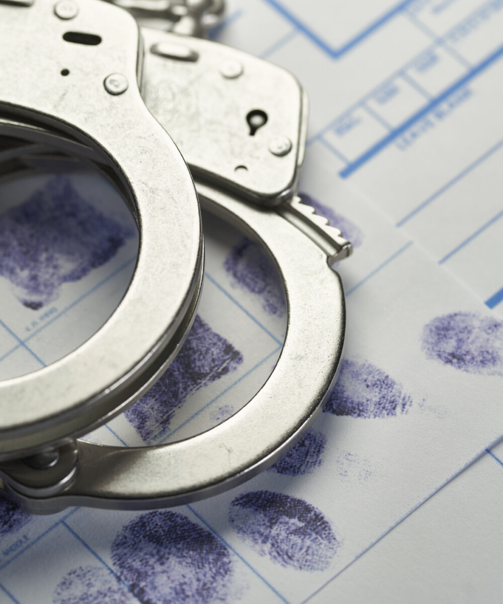 Handcuffs on fingerprint scans